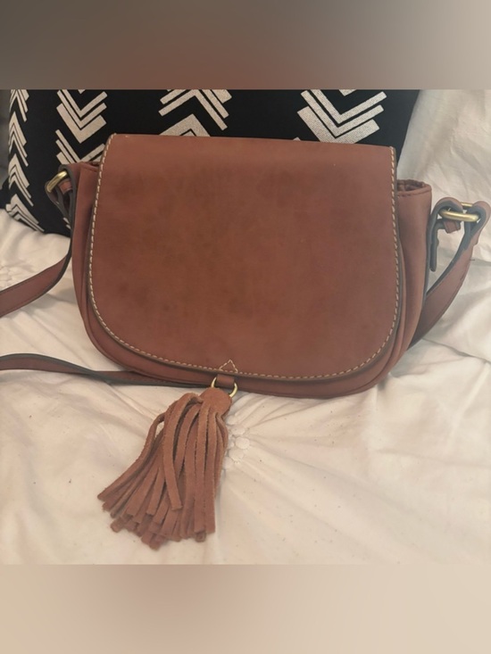 Merona Handbags - Merona Brown Leather Crossbody Bag with Tassel